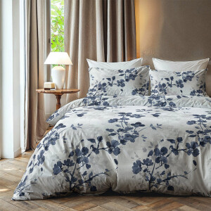 Dekbedovertrek Transquility Blue - Tweepersoons (200x200 Cm) - Wit & Blauw Microvezel - Bloemen - Zydante - Dekbed-Discounter.nl